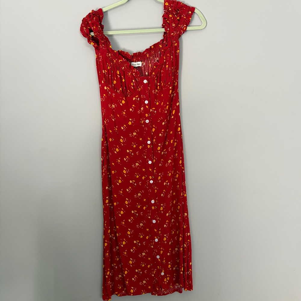 With Jéan Emilie Red Floral Print Dress